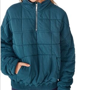 cotton on green quilted zip through